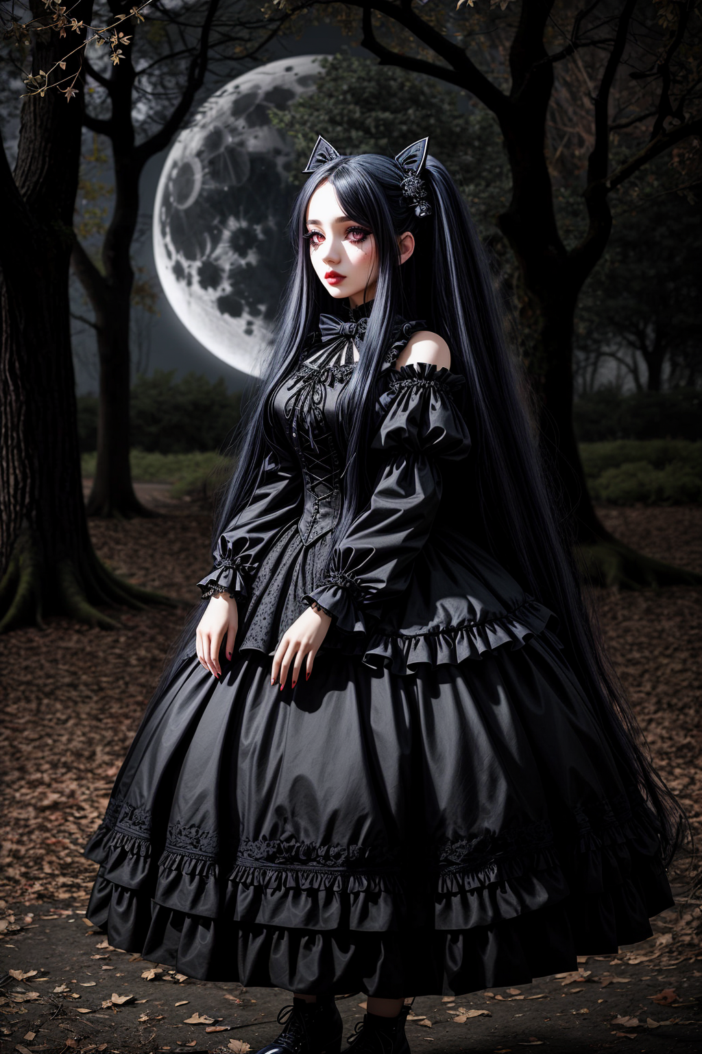 01242-3140835324-((Masterpiece, best quality)), edgQuality,_GothGal, a woman with long hair and a dress posing for a picture next to a tree, woma.png